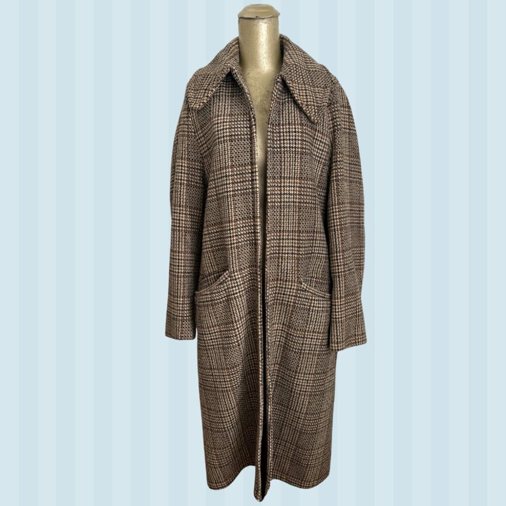 Vintage Oversized Tweed Plaid Coat